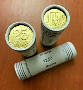 UKRAINE - Bank ROLL (50 coins) x 25 KOPIYOK (kopecks) 2015, KM # New - BU, UNC - Picture 1 of 8