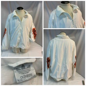 Adidas 1980s Tennis Jacket S White Poly Full Zip Orange Net Graphic YGI L1-536 - Picture 1 of 12