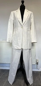 CANDA Linen Co-ord Set Ladies Tailored Suit Trouser Blazer Top Pockets UK 12 VGC - Picture 1 of 19