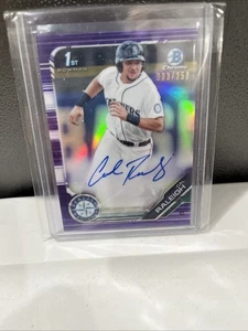 2019 Bowman Chrome Cal Raleigh Auto! 3/250! Purple Refractor RC Rookie Mariners - Bild 1 von 2