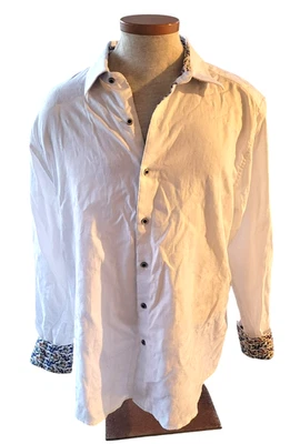 Bonita camisa de vestir blanca Robert Graham para hombre talla 2XL Foto 1 de 4