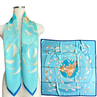 HERMES Carre 90 "Au gre du vent" 100% Seda Bufanda De Colección Raro Limpiado - Imagen 1 de 4