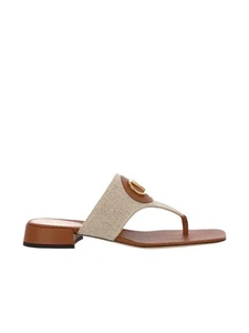 Valentino Garavani VLOGO Sandale Canvas braun T-Riemen Riemen Schuhe 39,5 $ 890 - Bild 1 von 10