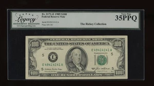 DBR 1985 $100 FRN Richmond Fr. 2171-E Legacy 35 PPQ Serial E49414141A - Picture 1 of 2