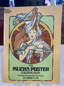 Vintage 1977 Dover Coloring Book The Mucha Poster Ed Sibbett Designs Art Nouveau - Picture 1 of 3
