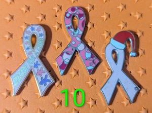 Breast Cancer Awareness Pink Ribbon Lot Of 3 Lapel Pin Set 10 - Picture 1 of 1
