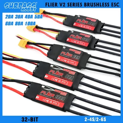 SURPASS HOBBY RC Brushless ESC 50A 80A 100A 2-6S BEC for RC Fixed-wing Airplane - Image 1 of 4