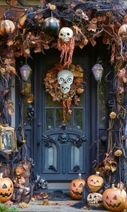 Grandin Road Halloween French Victorian Gothic Skull Eyes Door Knocker Music - Picture 1 of 5