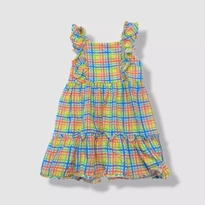 Rare Editions Girls Yellow Pinafore Ruffle Flared Dress Size 6 - Picture 1 of 8
