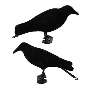 2x Flocked Hard Calling Crow Decoy Rook Decoying Hunting - Picture 1 of 7