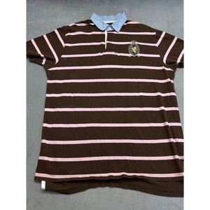 Polo Ralph Lauren Herren Rugby Shirt braun rosa gestreift Wappen Logo Größe XL - Bild 1 von 10