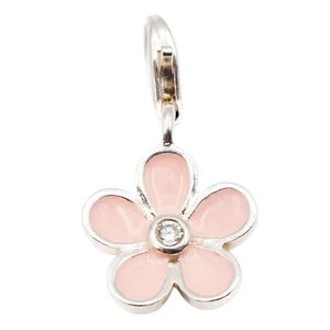 Thomas Sabo Rosa Emaille Blume Sterlingsilber Charm Anhänger - Bild 1 von 8