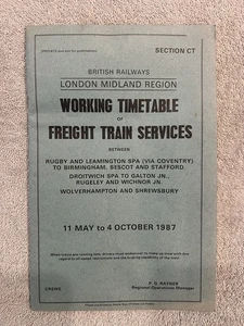 1987 British Railways London Midland Region Freight Services Timetable.  Used - Picture 1 of 6