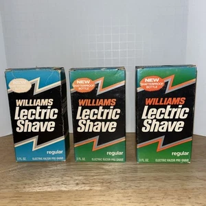 Vintage Williams Lectric Shave Regular 3oz Lot Of 3 Original Green BOX WEAR NOS - Picture 1 of 6