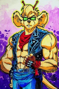 Biker Mice from Mars 1993 Juan Diaz SIGNED Hand-Painted Convention Art - Picture 1 of 2
