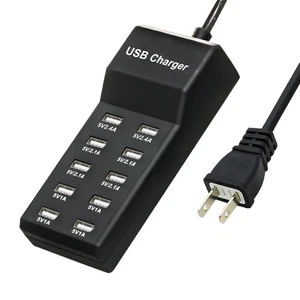 50W USB Ladestation mit 10 Anschlüssen Familiengröße Smart USB Ports für Multi... - Bild 1 von 7