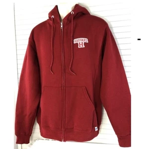 NUEVO Suéter con Capucha de Vellón Cremallera Completa Logo de la Universidad de Harvard por Russell Athletic M - Imagen 1 de 5