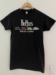 The Beetles Morro Bay California Surfboard On VBug Charcoal Gray T-Shirt Men S - Picture 1 of 13