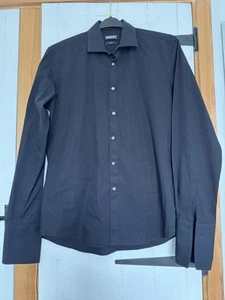 DKNY Shirt Black Slim Fit Dress Shirt Cufflink sleeves Size 16 Collar - Picture 1 of 8