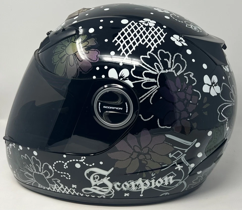 Scorpion EXO Motorcycle Helmet Black Flower Butterfly Ladies Small Full Face - Image 1 of 4