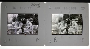 Glamour model Pair of 35mm stereo slides (2x2x2 format) 1998 Unusual B&W - Picture 1 of 1