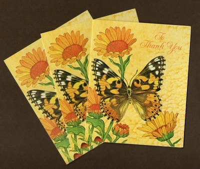 3 Current Inc. Thank You Note Cards, Flowers & Butterfly, Yellow, Blank Inside - Image 1 of 2