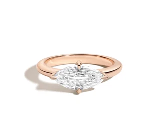 Wedding Ring 1.50 Ct GLI IGI Lab Grown Marquise Step Cut Diamond 14k Rose Gold - Picture 1 of 5