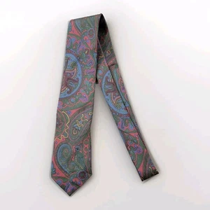 Polo Ralph Lauren Seda Delgado Ajustado Cuello Corbata Paisley Multicolor Italia Hecho a Mano - Imagen 1 de 11