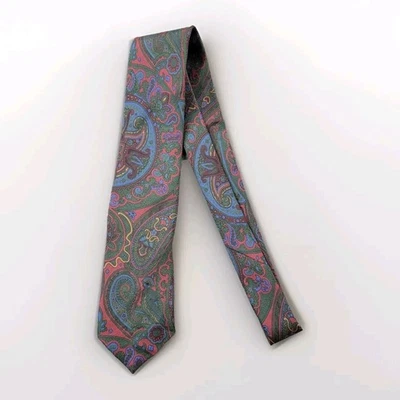 Polo Ralph Lauren Silk Slim Skinny Neck Tie Paisley Multicolor Italy Hand Made - Image 1 of 4