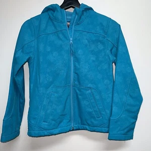 So Girls Hooded Soft Shell Jacket Size L 14 Turquoise Blue Floral Print Fleece - Picture 1 of 6