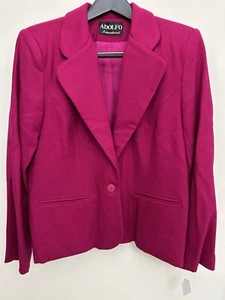 Rosa fuchsia klassischer Blazer Wolle Adolfo International Karriere Damen Business - Bild 1 von 7