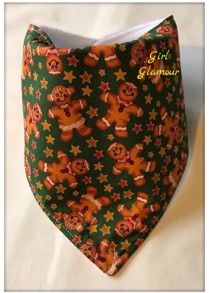 GIRL*GLAMOUR Christmas Dribble Bib Bibs Bandana Gingerbread Man Fabric Dress Decoration Cards