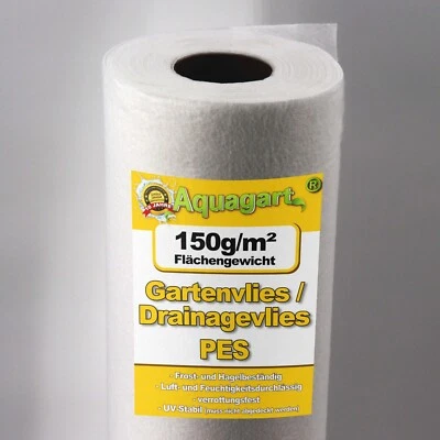 AQUAGART Unkrautvlies Gartenvlies Geotextilvlies Drainagevlies Paddockplatten 150g