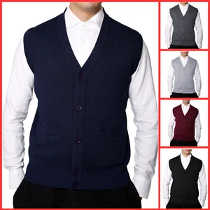 Men's Sleeveless ButtonUp V-neck Jumper Sweatshirt Cardigan Top Sleeveless (905) - Picture 1 of 16