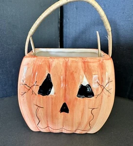 Planter Halloween Pumpkin Vintage - Picture 1 of 10