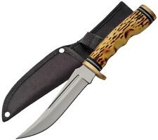 Szco 210914 Upswept Hunter Imitation Stag Handle Fixed Blade Knife + Sheath