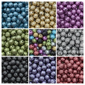 Ribbed Lantern Beads, 10mm, Acrylic, 9 Colour Choices, Pack Of 30 - Picture 1 of 19