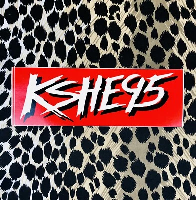 VINTAGE KSHE 95 Real Rock Radio Full Size Red Bumper Sticker St. Louis 80s 90s - Image 1 of 2