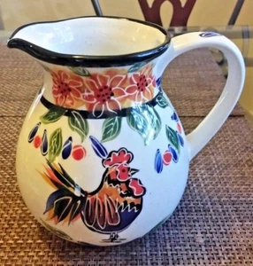 Sunflower Chicken Pitcher Pottery 2001 Julie Ueland Enesco Micro Dishwasher safe - Picture 1 of 9