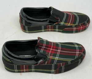 Vans Classic Slip-On Platform Patent Plaid Red Black Women's 5 NEW VN0A3JEZ2Q4 - Foto 1 di 4