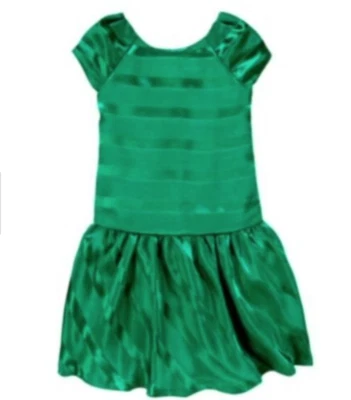 Vestido de vacaciones Gymboree elegante dálmatas otomano a rayas verde satinado cintura caída 6 Foto 1 de 4