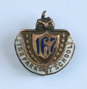 Parkway School PS 167 Crown Heights Brooklyn, NY 1/10 10K G.F. Pin with Owl Head - Picture 1 of 3