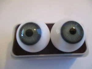22 mm Vintage Gray Round Handblown Glass Eyes Hollow  13 mm Iris     P16 - Picture 1 of 3