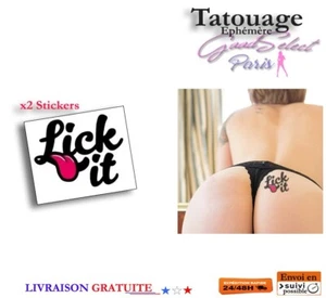 TATOUAGE TEMPORAIRE -LICK IT- Tattoo Ephémère -Adulte Fétiche Sexy (X520) - Photo 1/5
