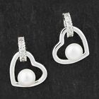 Equilibrium Freah Water Pearl Framed Silver Plated Heart Earrings