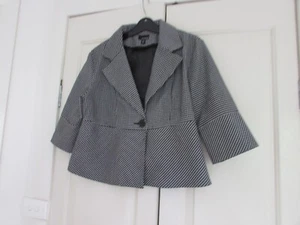 ladies jacket size 12 Contempo 3/4 Sleeves Part Lined Black & White - Picture 1 of 10