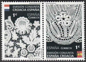 España Spain Emisión conjunta 2015 España-Croacia Encaje de Bolillos MNH - Imagen 1 de 1