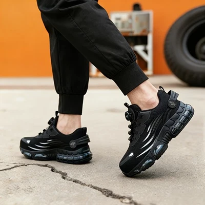 Мужские нескользящие рабочие ботинки со стальным носком легкие дышащие безопасные кроссовки - Изображение 1 из 4