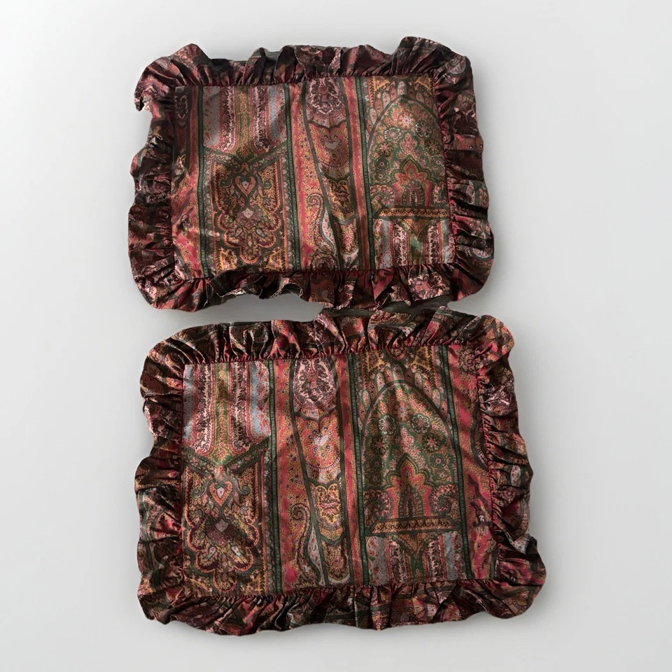 De Colección Ralph Lauren Volantes Estándar Almohada Falsa Floral Paisley Par HECHO EN EE. UU. Algodón Foto 1 de 4