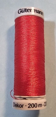 Gutermann Embroidery Thread BRIGHT RED 100% Viscose 200m - 220yds/vgs - Image 1 of 3